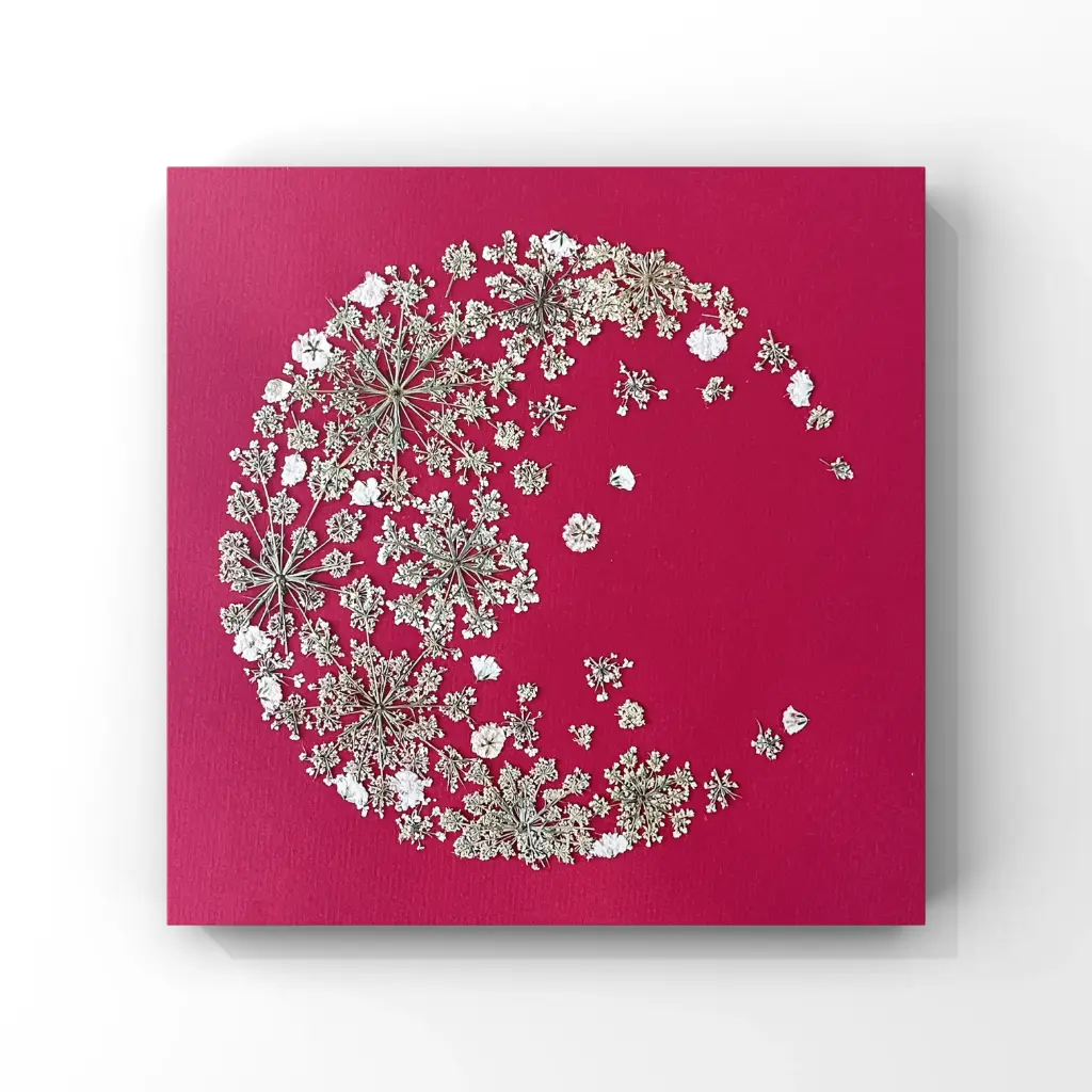 Herbier encadré fait main - fleurs pressées naturelles - Modèle Luna - Herbier 1009