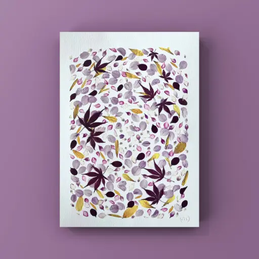 [Herbier 1011] Herbier encadré fait main - fleurs pressées naturelles - Modèle Roman Poésie Éternité  - Herbier 1011- A3