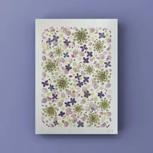 [Herbier 1012] Herbier encadré fait main - fleurs pressées naturelles - Modèle Roman Poésie Éternité  - Herbier 1012- A3